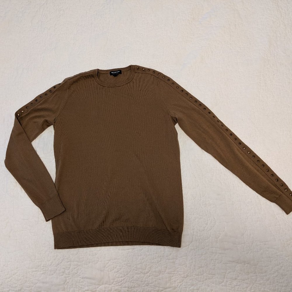 Tan Long-sleeve sweater with arm detail